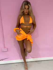 NEW🔥Ruffled skirt and triangle set SELECT COLOUR (pictured in mango glaze)