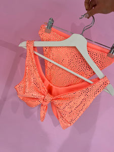 Ready to ship- Tie top and midrise size 8/10 coral hearts