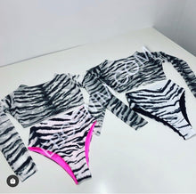 Load image into Gallery viewer, Zebra Mesh Crop Top and Highrise Bottoms (set)