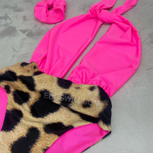 Load image into Gallery viewer, Backless plunge swimsuit - SELECT PRINT (pictured flo pink+natural leopard)